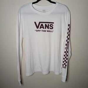 Vans Off The Wall White Long Sleeve Checker Sleeve Tee XL
